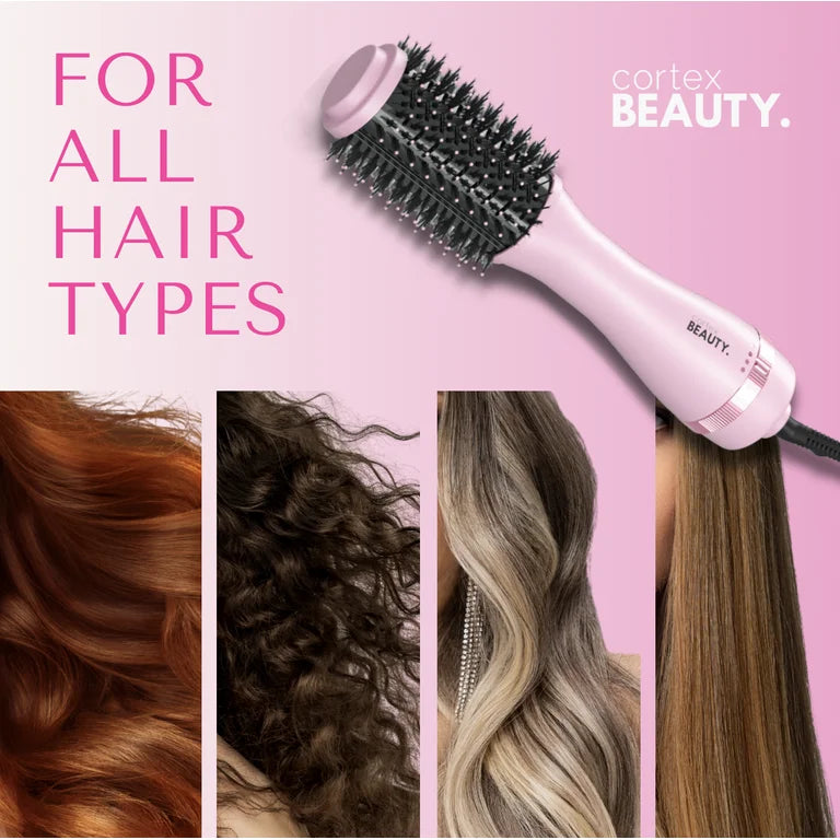 CORTEX BEAUTY Volumizing Blowout Hot Brush+(Free Argan oil)فرشاة لتصفيف الشعر المجعد + زيت الأرجان مجاناً