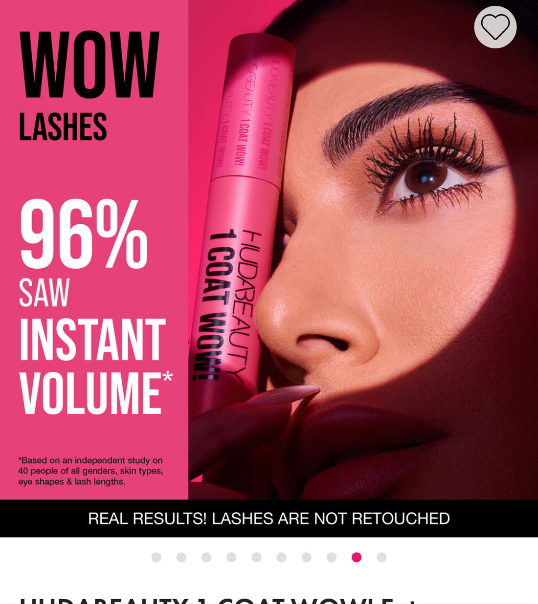 HUDABEAUTY 1 COAT WOW! Extra Volumizing and Lifting Mascara 10ml مسكارا هدى بيوتي