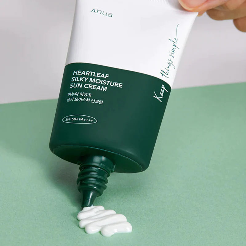 Anua Heartleaf Silky Moisture Suncream Spf50+ واقي شمس بخلاصة اوراق القلب من انوا