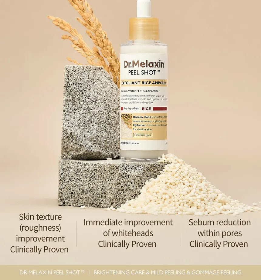 Dr. Melaxin Peel Shot Exfoliating White Rice Ampoule - 80ml دكتور ميلاكسين امبول مقشر للبشرة بالأرز الأبيض