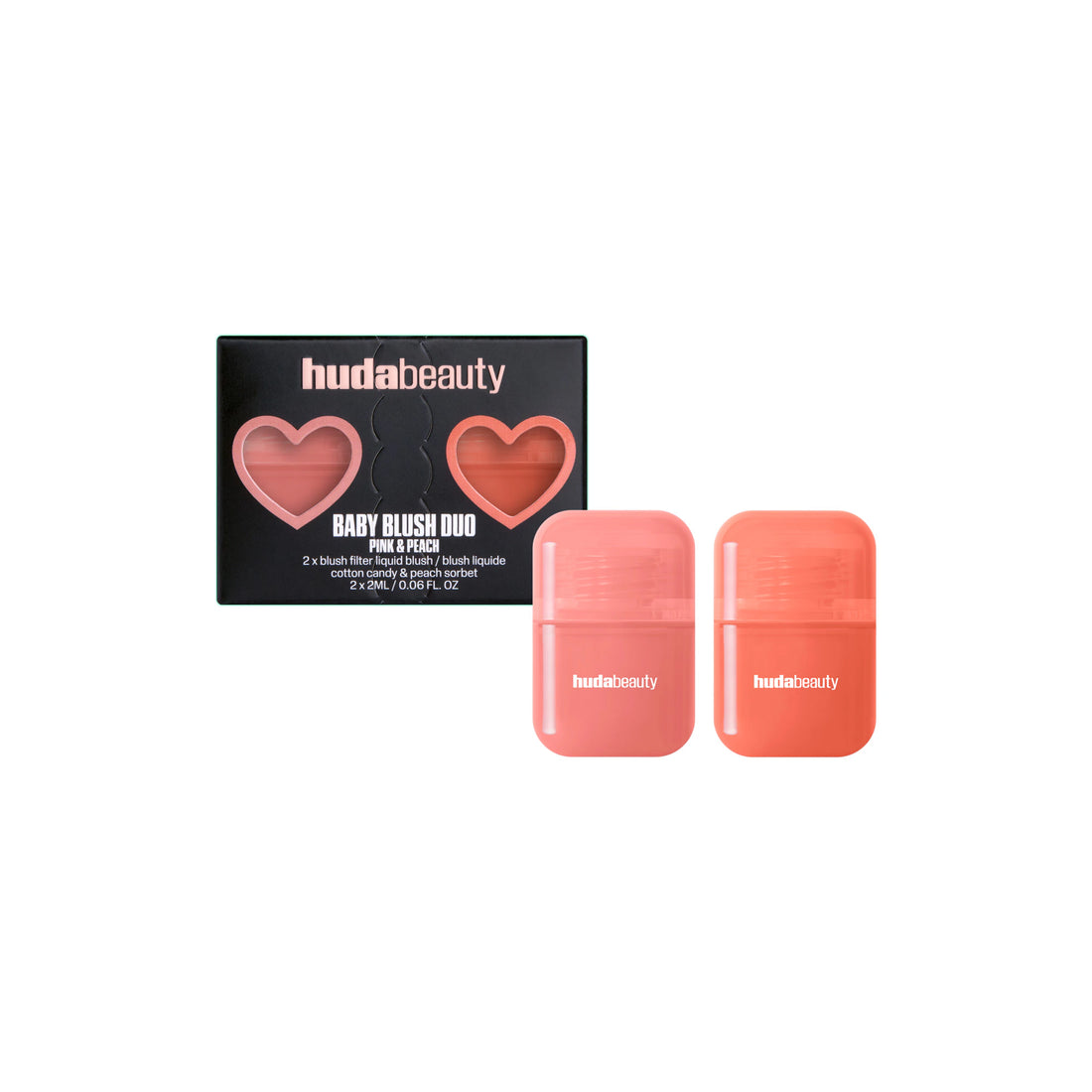 Huda Beauty Baby Blush Duo Cotton Candy and Peach Sorbet