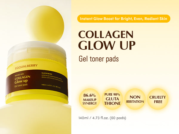 EQQUALBERRY - Collagen Glow Up Gel Toner Pads - 140ml