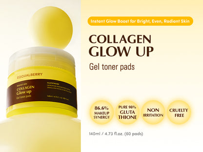 EQQUALBERRY - Collagen Glow Up Gel Toner Pads - 140ml
