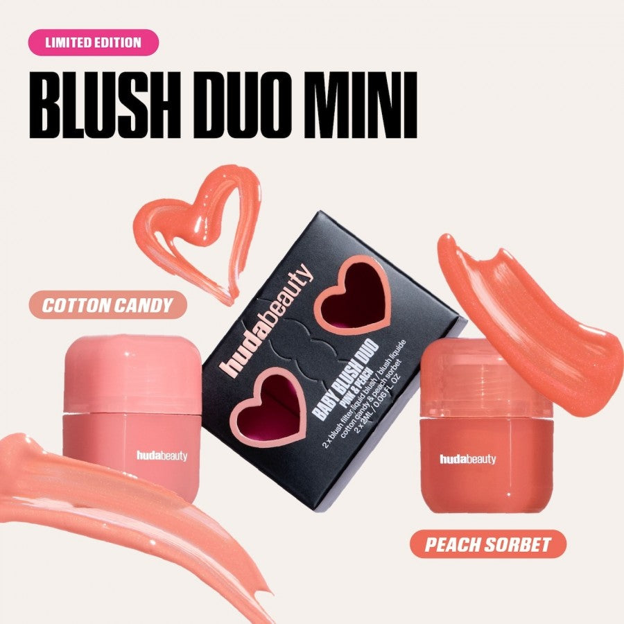 Huda Beauty Baby Blush Duo Cotton Candy and Peach Sorbet