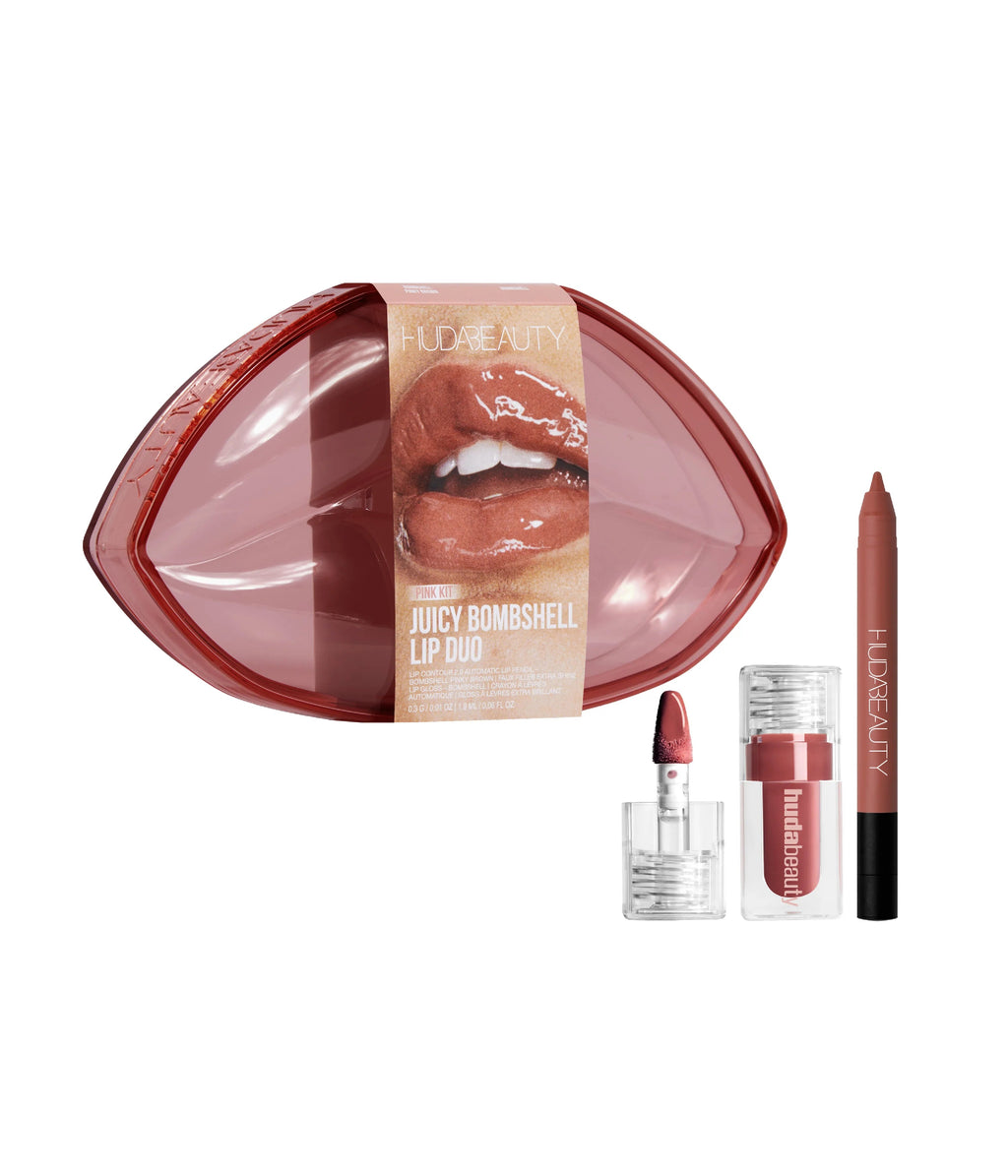 HUDA BEAUTY JUICY BOMBSHELL LIP DUO ثنائي أحمر الشفاه جوسي بومبشيل من هدى بيوتي