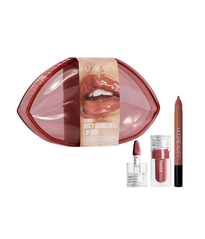 HUDA BEAUTY JUICY BOMBSHELL LIP DUO ثنائي أحمر الشفاه جوسي بومبشيل من هدى بيوتي