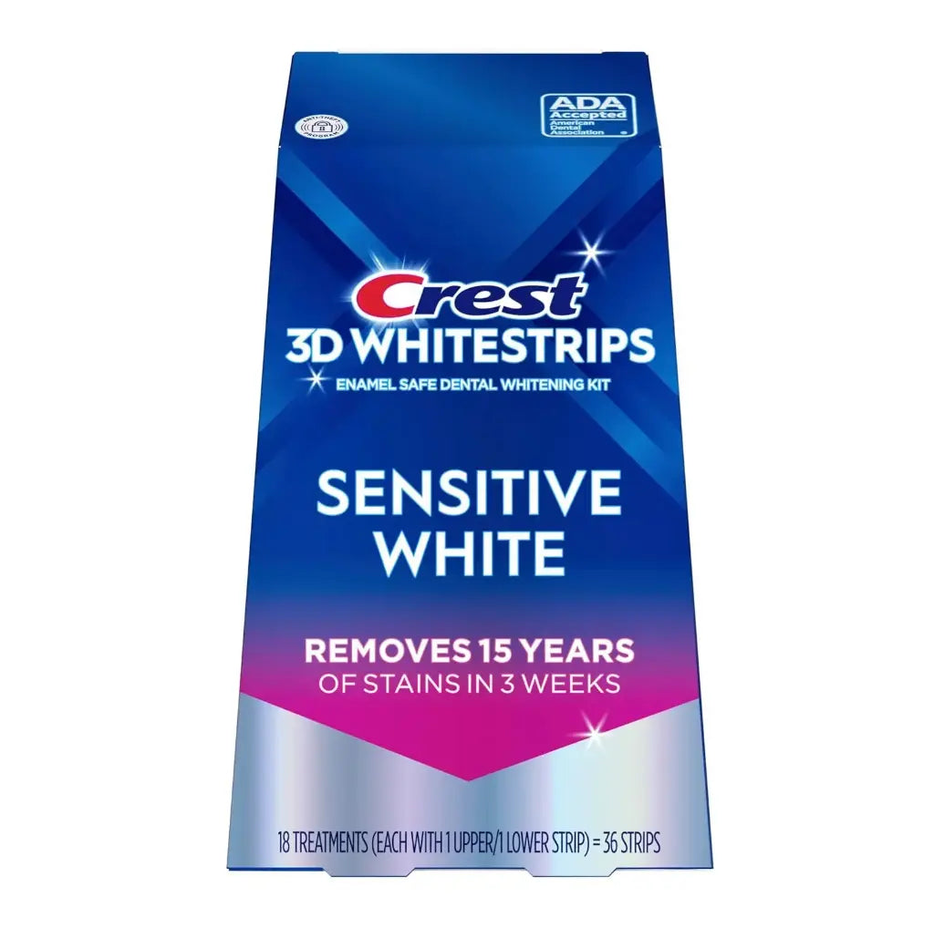 CREST - 3D SENSITIVE WHITE REMOVES 15 YEARS OF STAINS IN 3 WEEKS 36 STRIPS